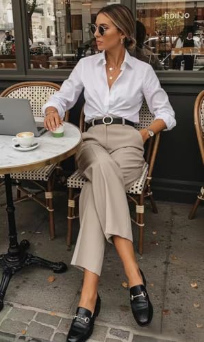 Womens Dress Shirts Long Sleeve Button Down Shirt Work Wear