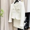 Women White Suit Tweed Jacket + Skirt Spring/Autumn Coat Business Ladies 2 Piece Skirt Sets