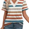 Womens Summer Tops Short Sleeve Basic Casual V Neck T Shirts Trendy Fashion 2025