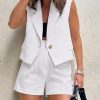 2 Piece Sets for Women Summer Outfits Business Casual Vest and Shorts Set Lightweight Sleeveless Matching Clothes