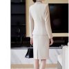 Women Business Suits V-Neck Single Button Slim Fit Formal Blazer Midi Wrap Hip Pencil Skirt 2 Piece Sets