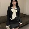 Women Korean Fashion Chic Skirt Sets 2 Piece Outfit French Elegant Jacket Coat Mini Skirt Suits