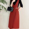 Sweater, Strap Skirt Suit for Womens Spring and Autumn Style Slim Commuting Vest Dress twopiece Set