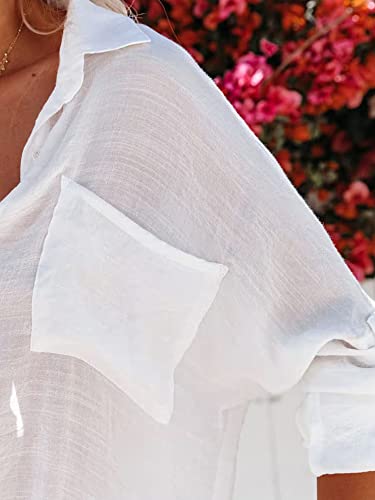 Button Down Shirt for Women Beach Cover Up Long Sleeve Blouses