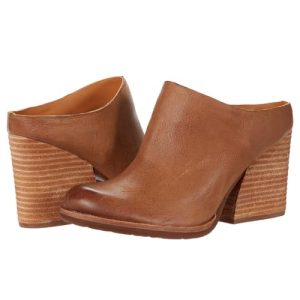 Women High Chunky Stacked Heel Mules Round Closed Toe Heeled Sandals Slip On 3 Inch Block Heels Suede Backless Booties Burnished