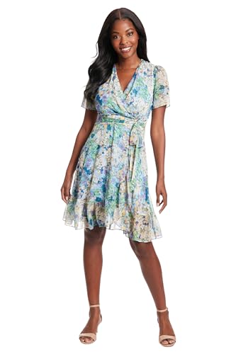 Women's Faux Wrap Dress with Ruffle Skirt Occasion Shower Office Career