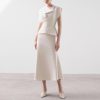 Women's Skirt Suit Summer French White Sleeveless Top Classic Casual Skirt 2 Piece Set for women