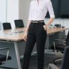 Women's 3/4 Sleeve Formal Work Wear White Button Down Shirt