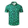 Mens St. Patrick's Day Shirt Hawaiian Shirts for Women Irish Clover Printed Casual Short Sleeve Button Beach Top Costume