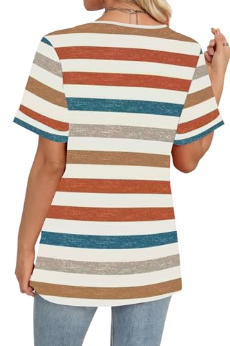 Womens Summer Tops Short Sleeve Basic Casual V Neck T Shirts Trendy Fashion 2025