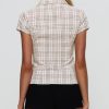 Women Y2K Cap Sleeve Button Down Shirt Slim Fit Crop Coquette Shirt V Neck 90s Vintage Preppy Blouse Top