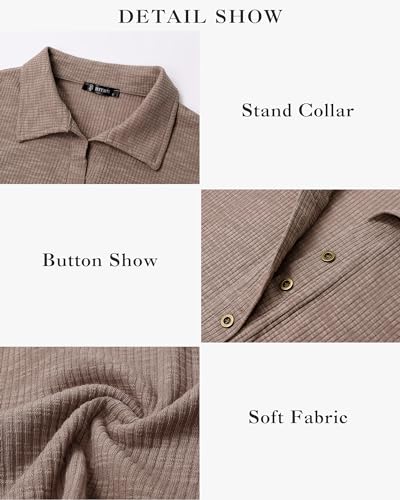 Women Casual Button Down Fall Blouses 2025 Long Sleeve Solid Business Work Tops Cute Relaxed Fit Shirts