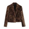 Women's Leopard Suit Casual Peak Lapel Jacket and Skirt Two Pieces Set
