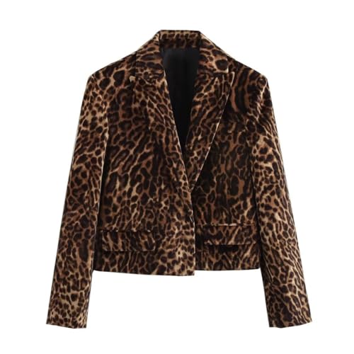 Women's Leopard Suit Casual Peak Lapel Jacket and Skirt Two Pieces Set