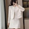 Women Fashion Small Fragrant Tweed Two Piece Set Jacket Coat Mini Skirt Suit French Elegant 2 Piece Outfits