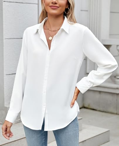 Womens Long Sleeve Button Down Shirt Ultra-Soft Stretch Wrinkle-Free Work Casual Business Office Blouse