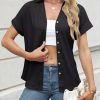Women's Short Sleeve Polo Tops Summer Button Down Collared T Shirts Casual Cute Ladies Tees