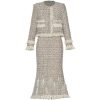 Women Suit Long-Sleeved Tasserl Short Coat Pretty Slim-Fit Hip Wrap Skirt Two Piece Set