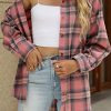Womens Button Down Flannel Shirts Long Sleeve Plaid Shackets Business Casual Blouse Top