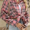 Womens Button Down Flannel Shirts Long Sleeve Plaid Shackets Business Casual Blouse Top