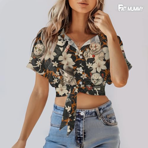 Mens Halloween Hawaiian Shirt, Horror Friends Shirts for Men Women Short Sleeve