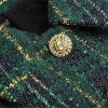 Women Winter Plaid Tweed Skirts Suit Bow Beading Long Sleeve Jacket Tassel Skirt 2 Pieces Set
