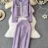 Women's French Skirt Set Heavy Industry Beaded Sequined Temperament Coat Skirt Two-Piece Set