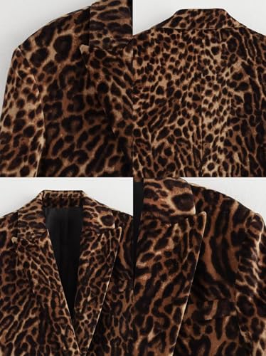 Women's Leopard Suit Casual Peak Lapel Jacket and Skirt Two Pieces Set