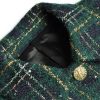 Women Winter Plaid Tweed Skirts Suit Bow Beading Long Sleeve Jacket Tassel Skirt 2 Pieces Set