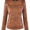 Women's Faux Leather Moto Biker Jacket Coat with Removable or Non-Removable Hood