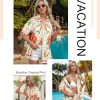 ???? Womens Hawaiian Shirt Luau Party Tropical Vacation Button Down Shirts Short Sleeve Beach Hawaii Floral Print Top