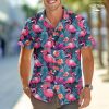 Men's Hawaiian Beach Shirt with Flamingo Shirt Men Print - Short Sleeve Linen Button Down
