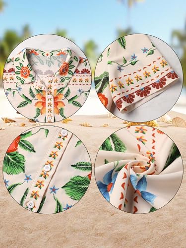 ???? Womens Hawaiian Shirt Luau Party Tropical Vacation Button Down Shirts Short Sleeve Beach Hawaii Floral Print Top