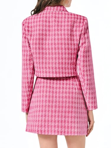 51DHbgH9mpL.jpg Womens Cropped Tweed Blazer Sets 2 Piece Outfits and Mini Skirt Sets Business Casual Suits