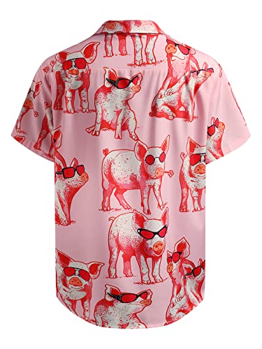 Men's Hawaiian Shirt Short Sleeve Funny Printed Casual Button Down Aloha Shirts