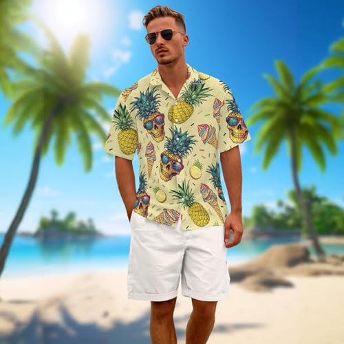 Funny Hawaiian Shirt Summer Beach Tropical Short Sleeve Holiday Print Aloha Shirt Casual Button Down Shirt