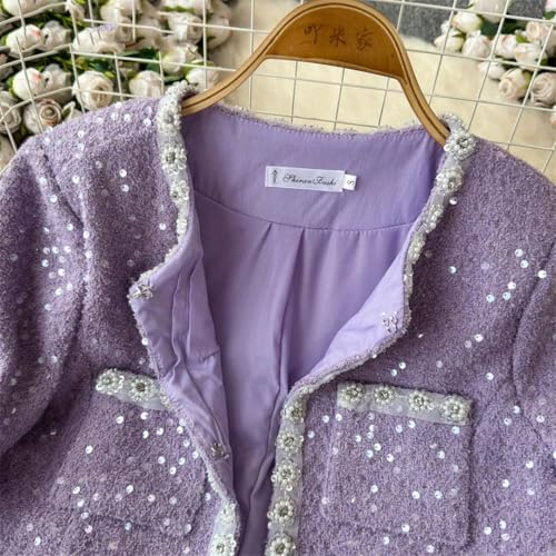 Women's French Skirt Set Heavy Industry Beaded Sequined Temperament Coat Skirt Two-Piece Set