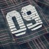 Mens Button Down Shirts Number Print Plaid Necktie Short Sleeve Shirt Casual Summer Shirts
