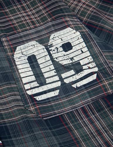 Mens Button Down Shirts Number Print Plaid Necktie Short Sleeve Shirt Casual Summer Shirts