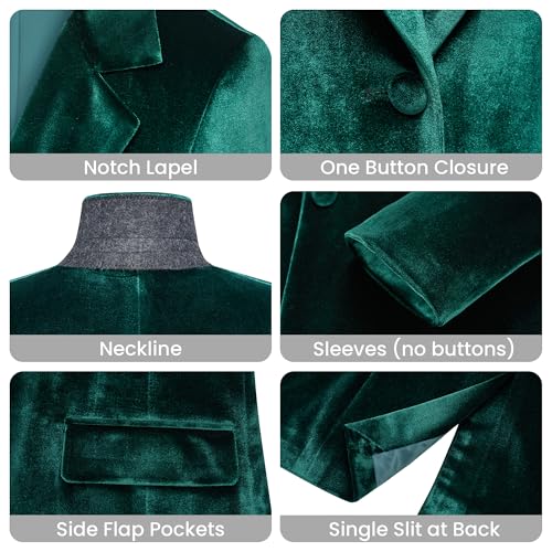Women's 2 Piece Velvet Suit Notch Lapel One Button Slim Fit Business Party Wedding Tuxedo Blazer Pants Set