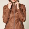 Women's Faux Leather Moto Biker Jacket Coat with Removable or Non-Removable Hood