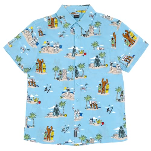 Chewbacca Darth Vader R2-D2 Stormtrooper TIE Fighter X-Wing Matching Family Hawaiian Button Down Shirt Adult