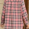 Womens Button Down Flannel Shirts Long Sleeve Plaid Shackets Business Casual Blouse Top