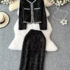 Women's French Skirt Set Heavy Industry Beaded Sequined Temperament Coat Skirt Two-Piece Set