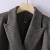 51WnAjvgu0L.jpg Women's Solid Color Lapel Long Sleeve Single Button Slim Fit Suit Jacket and Skirt Set