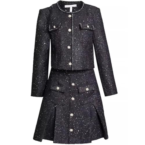 Women Suit Long-Sleeved Single-Breasted Jacket Top Short Skirt 2 Piece Set