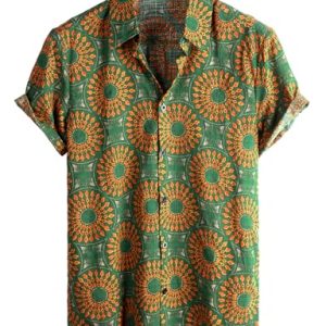 Mens Casual Hawaiian Floral Shirts Short Sleeve Button Down Tropical Shirts Beach Summer Shirts