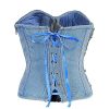 Women's Denim Rhinestone Corset Top Sexy Club Party Jean Bodysuit