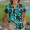 Cat Men's Hawaiian Shirt, Summer Tropical Button Down for Unisex, Funny Casual Short Sleeve Shirt