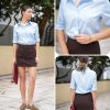 Womens Button Down Shirts 3/4 Sleeve Dress Blouses Business Casual Collared Oxford Tops